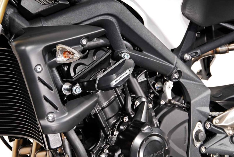 Kit de patins de cadre Noir. Triumph Street Triple 675 (07-12).