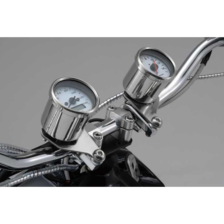 Support chrome pour compteurs et retroviseurs. diamètre de guidon 22mm. Filetage