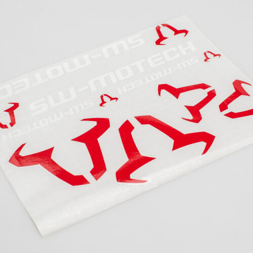 Set d`autocollants SW-MOTECH 310x260 mm. Taureau: rouge, SW-Motech: blanc.