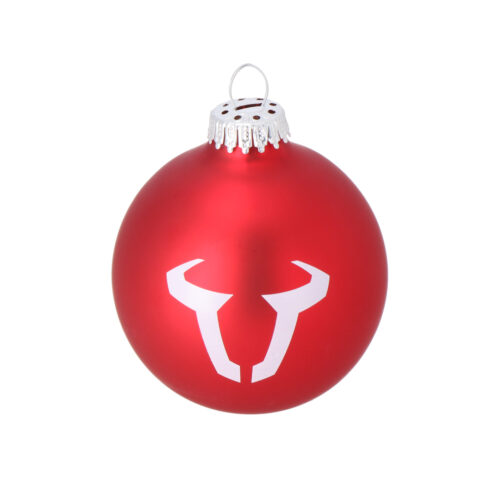 Boule de Noël SW-MOTECH 8 cm. En verre. Rouge. Avec logo.