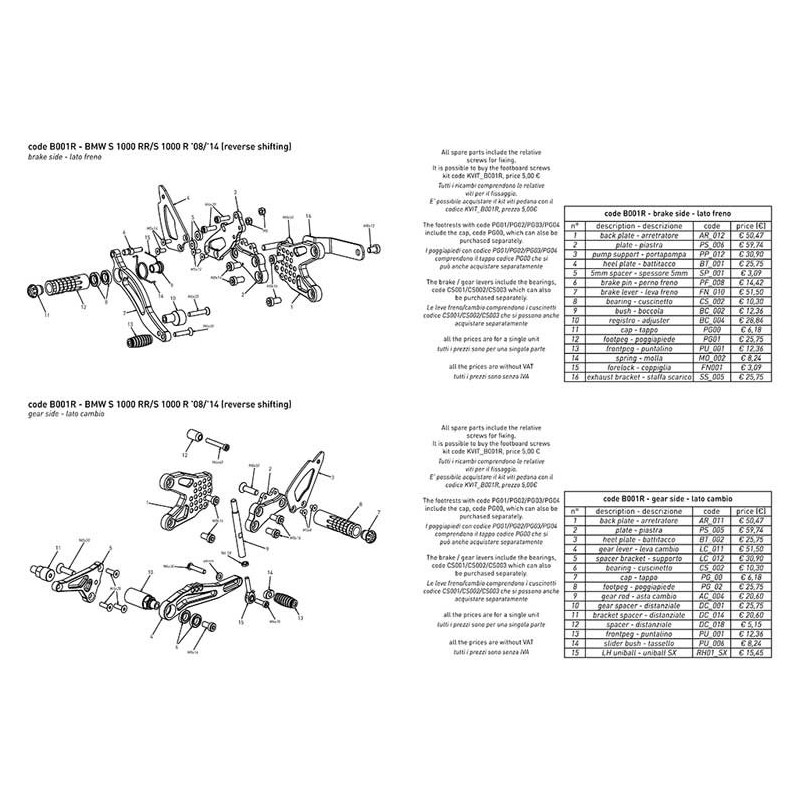 BMW S1000R - S1000RR COMMANDES RECULEES INVERSEES