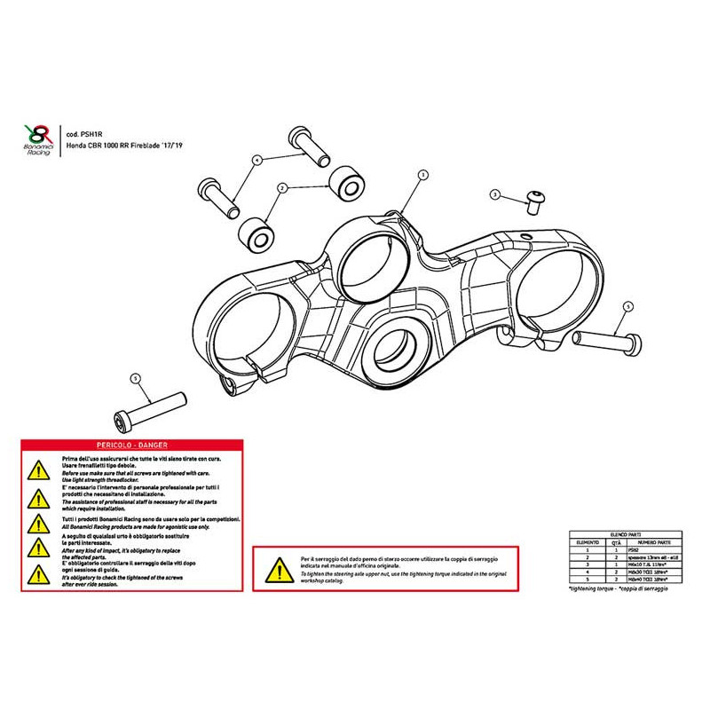 BMW S1000RR TE DE FOURCHE SUPERIEUR STREET BONAMICI RACING