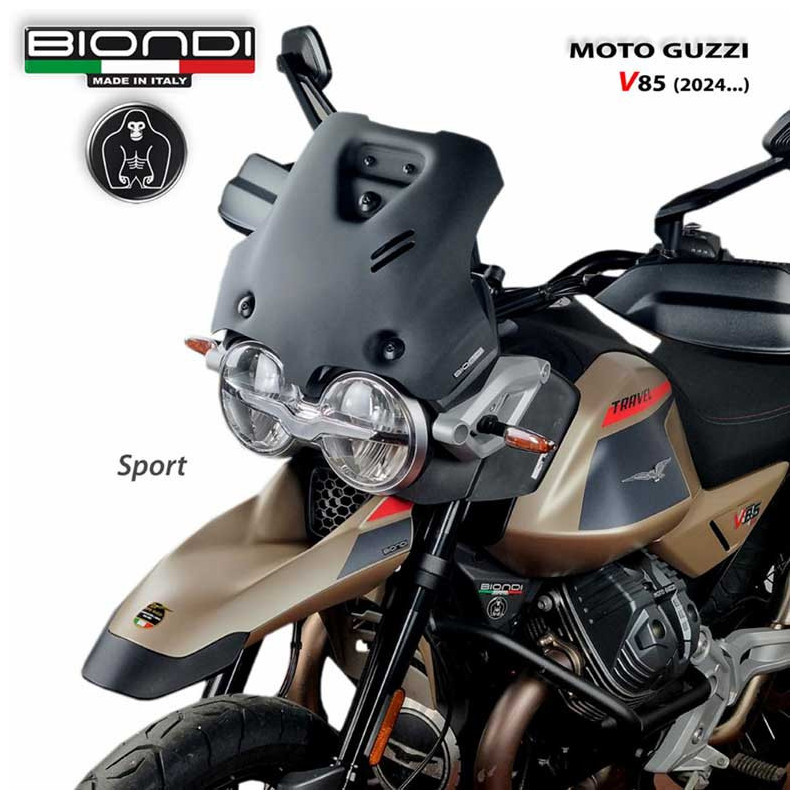 BULLE SPORT NOIR SATINEE BIONDI MOTO GUZZI V85 2024+