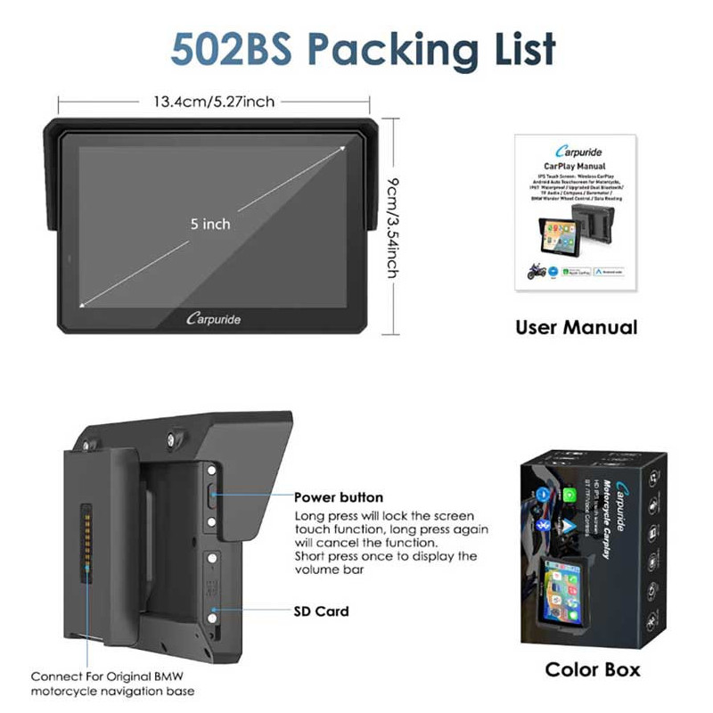 carpuride-w502bs-carplay-moto-bmw-5-android-bluetooth-tpms CARPURIDE W502BS | CARPLAY MOTO BMW 5" ANDROID BLUETOOTH TPMS