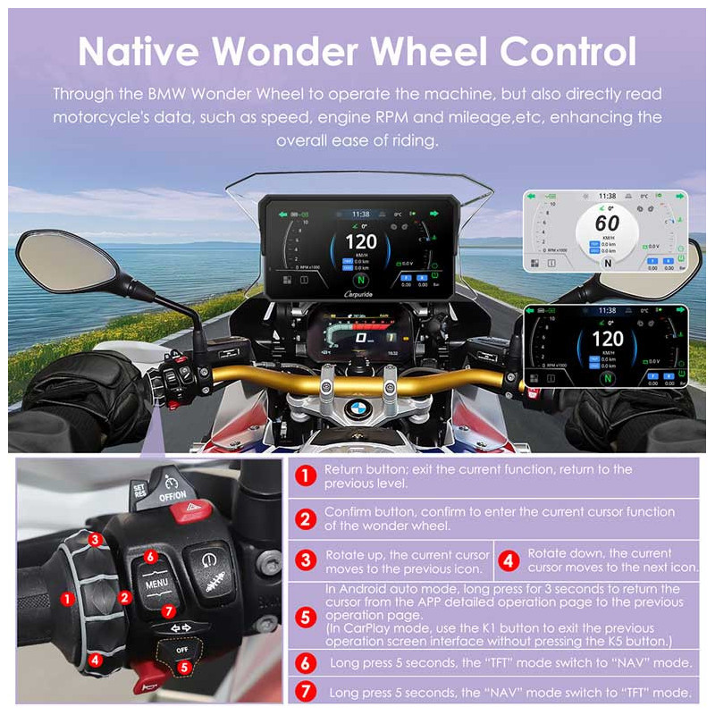 carpuride-w602bs-carplay-moto-bmw-6-android-auto-bluetooth-tpms-gps CARPURIDE W602BS | CARPLAY MOTO BMW 6" ANDROID AUTO BLUETOOTH TPMS GPS