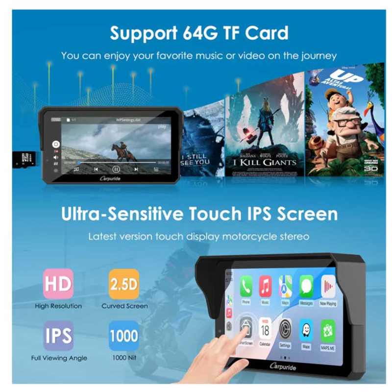 CARPURIDE W602S PRO+ TPMS | CARPLAY MOTO 6.25" PLUG & PLAY SUPPORT TYPE|C