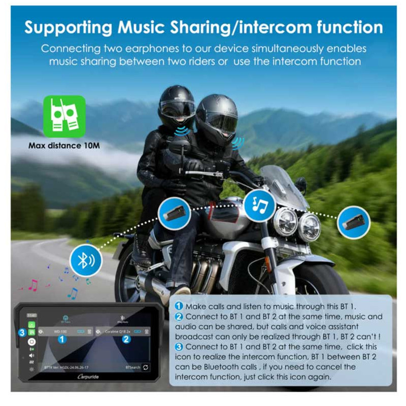 CARPURIDE W602S PRO+ TPMS | CARPLAY MOTO 6.25" PLUG & PLAY SUPPORT TYPE|C