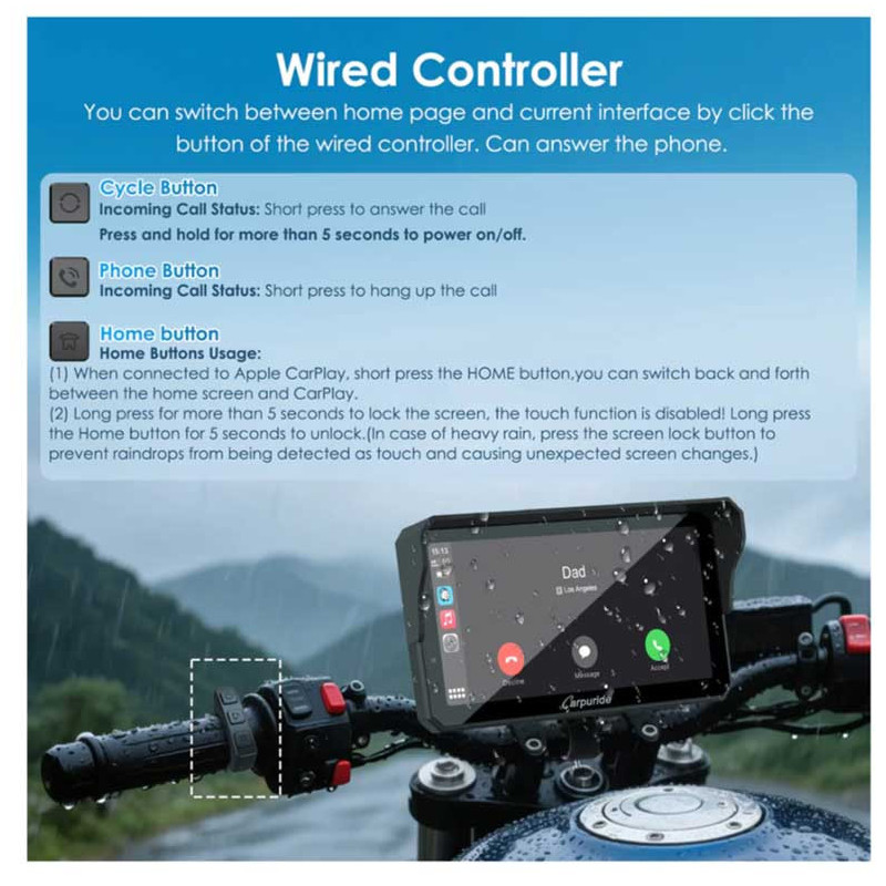 CARPURIDE W602S PRO+ TPMS | CARPLAY MOTO 6.25" PLUG & PLAY SUPPORT TYPE|C
