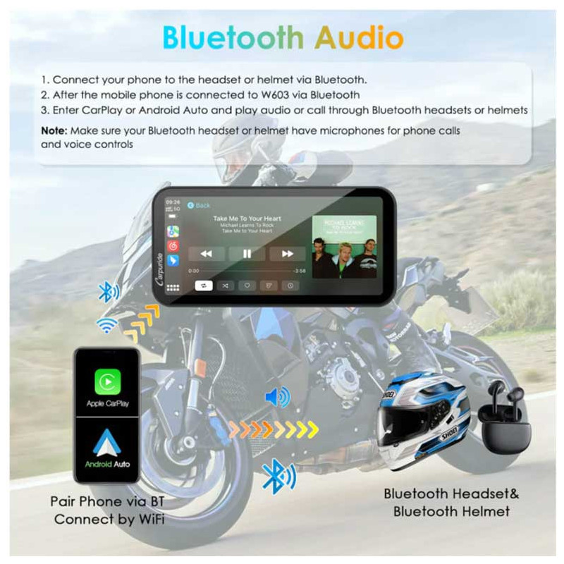 carpuride-w603-carplay-moto-63-etanche-telecommande-gps-siri CARPURIDE W603 | CARPLAY MOTO 6.3" ÉTANCHE TÉLÉCOMMANDE GPS SIRI