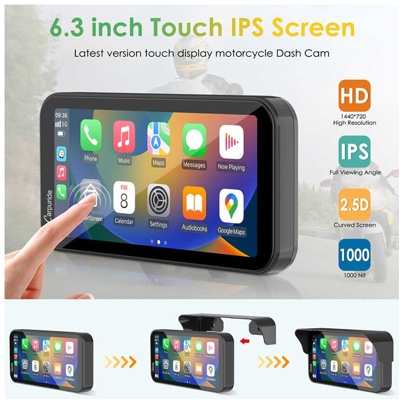carpuride-w603dtpms-carplay-moto-63-double-camera-dashcam-1080p-gps CARPURIDE W603D+TPMS | CARPLAY MOTO 6.3" DOUBLE CAMÉRA DASHCAM 1080P GPS