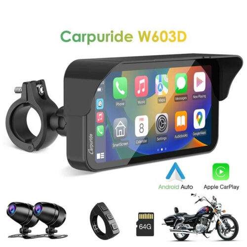 CARPURIDE W603D+TPMS | CARPLAY MOTO 6.3" DOUBLE CAMÉRA DASHCAM 1080P GPS