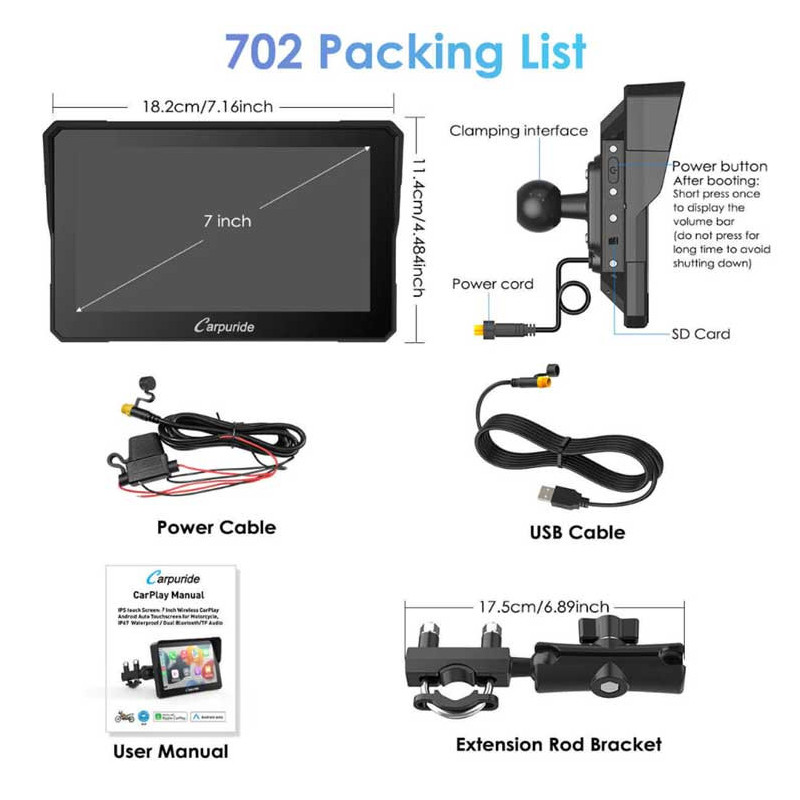 carpuride-w702-carplay-moto-7-etanche-bluetooth-gps-siri-google-assistant CARPURIDE W702 | CARPLAY MOTO 7" ÉTANCHE BLUETOOTH GPS SIRI GOOGLE ASSISTANT
