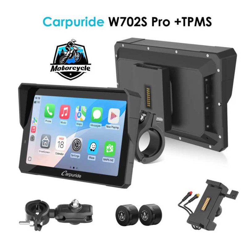 CARPURIDE W702S PRO+ TPMS | CARPLAY MOTO 7" PLUG & PLAY ÉTANCHE AVEC TPMS CARPURIDE W702S PRO+ TPMS | CARPLAY MOTO 7" PLUG & PLAY ÉTANCHE AVEC TPMS