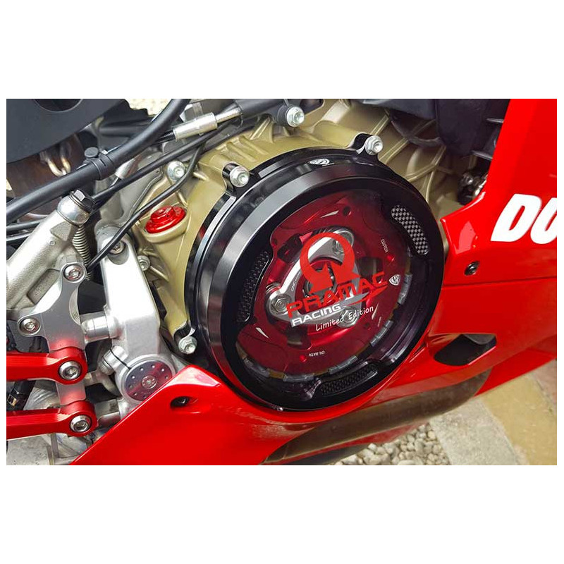 Carter d'embrayage transparent avec inserts carbone per frizioni ad olio Ducati
