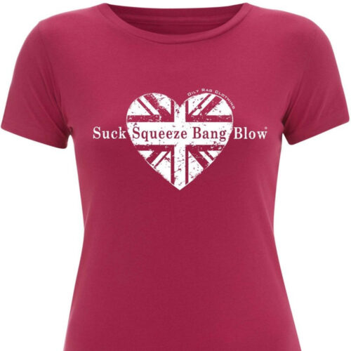 CŒUR SUCK SQUEEZE BANG BLOW OILY RAG TEE SHIRT ROSE FEMME