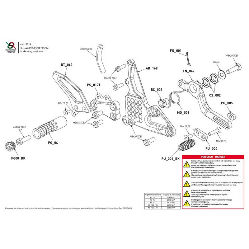 COMMANDE RECULEE GSX-8S 2024 BONAMICI RACING