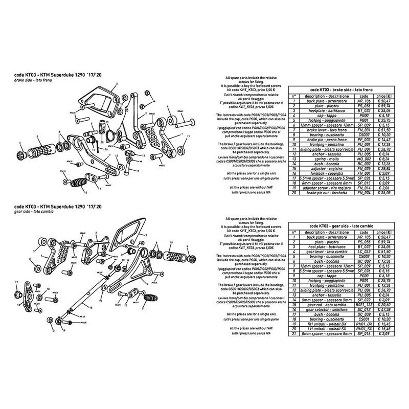 COMMANDES RECULEES KTM 1290 SUPERDUKE INVERSEES OU NON