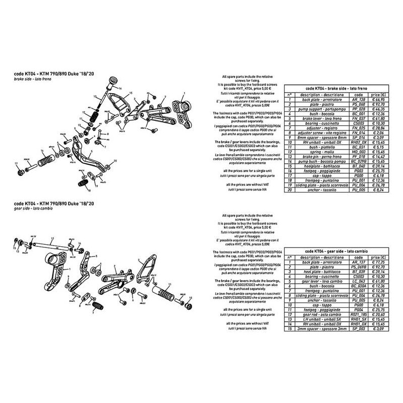 COMMANDES RECULEES KTM 790 DUKE INVERSEES OU NON