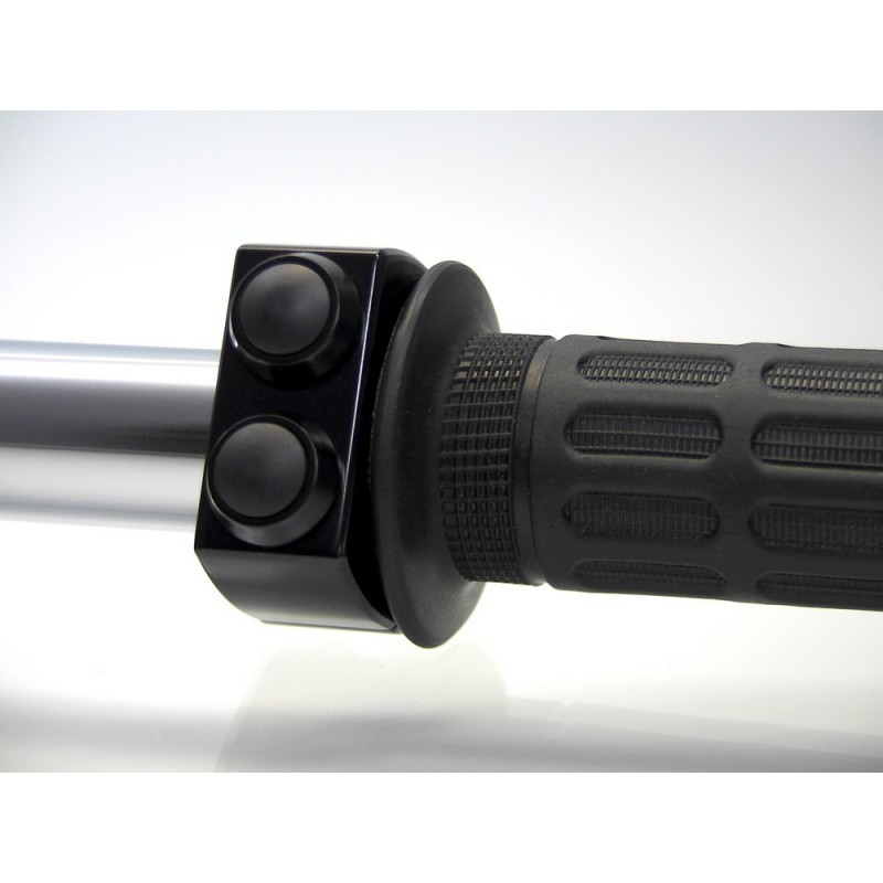 COMMODO BOITIER NOIR 2 BOUTONS NOIRS 22MM