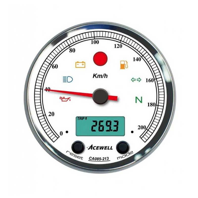 COMPTE TOUR VOLTMETRE/TEMPERATURE FOND LUMINEUX 210 KMH