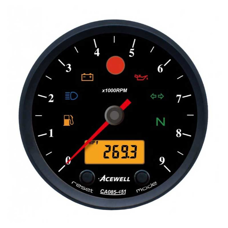COMPTE TOUR VOLTMETRE/TEMPERATURE FOND LUMINEUX 260 KMH