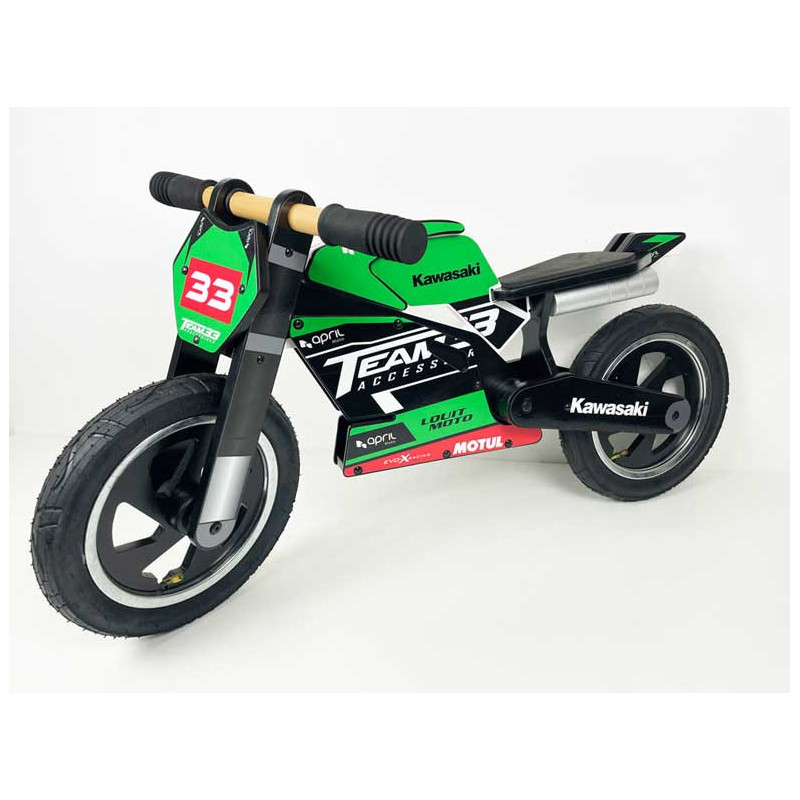 DRAISIENNE BOIS NOIR + KIT DECO TEAM 33 KAWASAKI