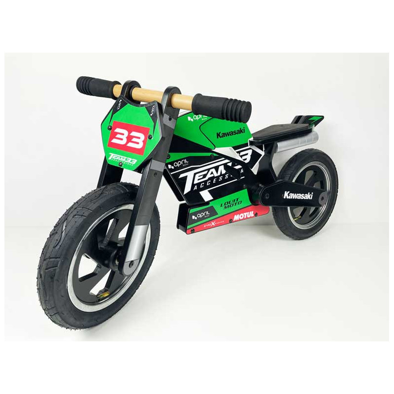 DRAISIENNE BOIS NOIR + KIT DECO TEAM 33 KAWASAKI