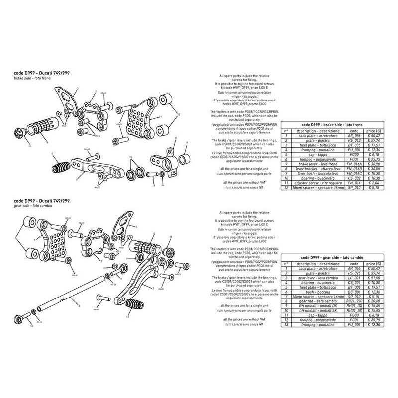 DUCATI 749-999 COMMANDES RECULEES INVERSEES OU NON