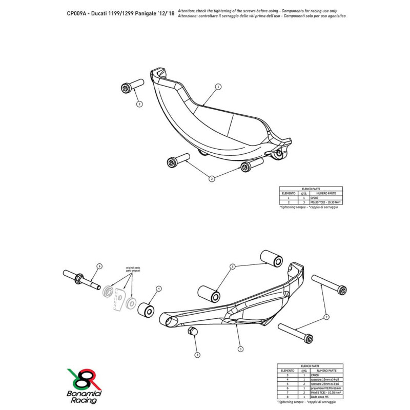 DUCATI PANIGALE 1199/1299 KIT PROTECTION CARTER COTE GAUCHE ET DROIT ALU TAILLE