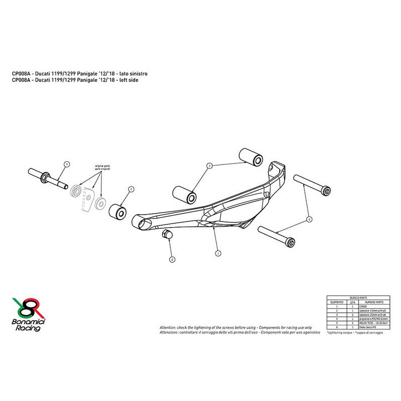DUCATI PANIGALE 1199/1299 PROTECTION CARTER COTE GAUCHE ALU TAILLE MASSE BONAMIC