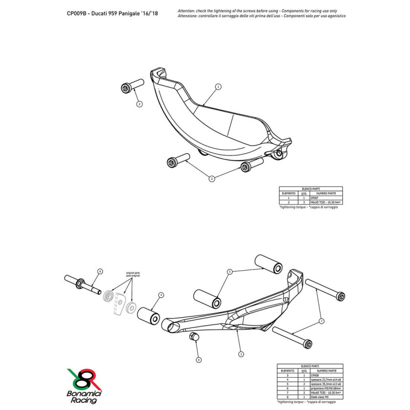 DUCATI PANIGALE 959 KIT PROTECTION CARTER COTE GAUCHE ET DROIT ALU TAILLE MASSE
