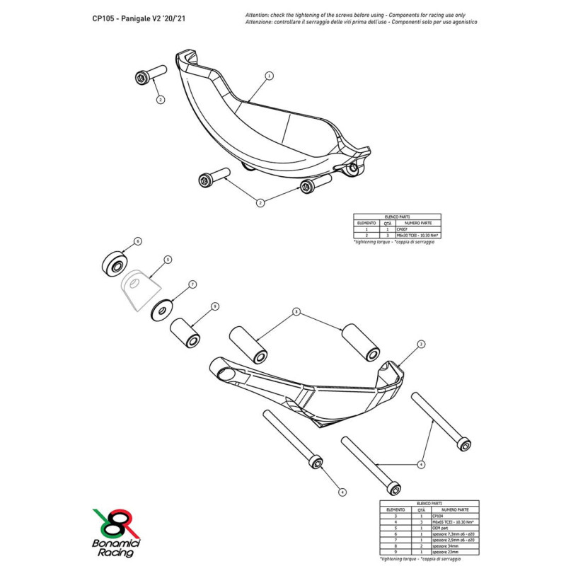 DUCATI PANIGALE V2 KIT PROTECTION CARTER COTE GAUCHE ALU TAILLE MASSE B