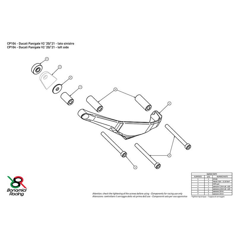 DUCATI PANIGALE V4 KIT PROTECTION CARTER COTE GAUCHE ALU TAILLE MASSE B