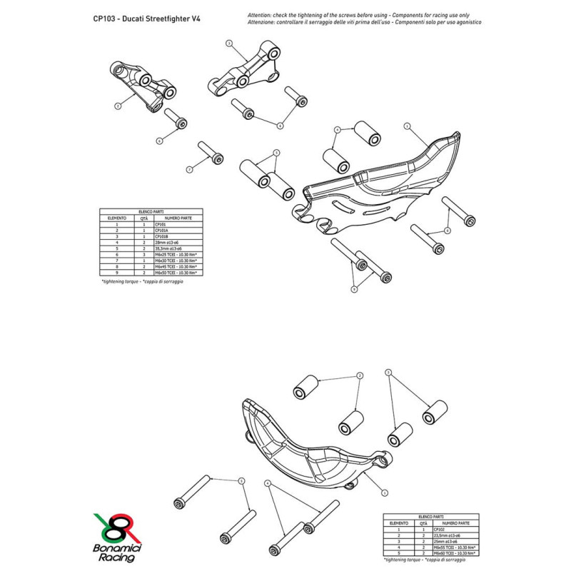 DUCATI STREETFIGHTER KIT PROTECTION CARTER COTE GAUCHE ET DROIT ALU TAILLE MASSE