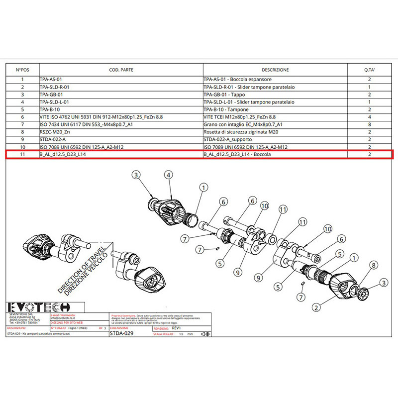 ENTRETOISE STDA-029 NUMERO 11