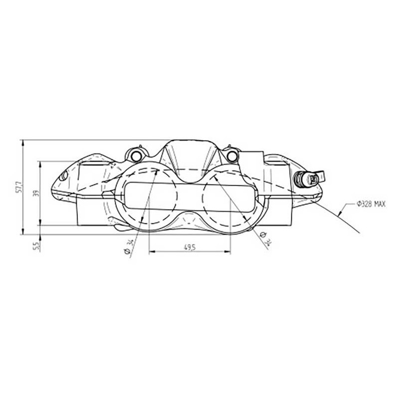 ETRIER MONOBLOC DROIT FORGE ENTRAXE 108