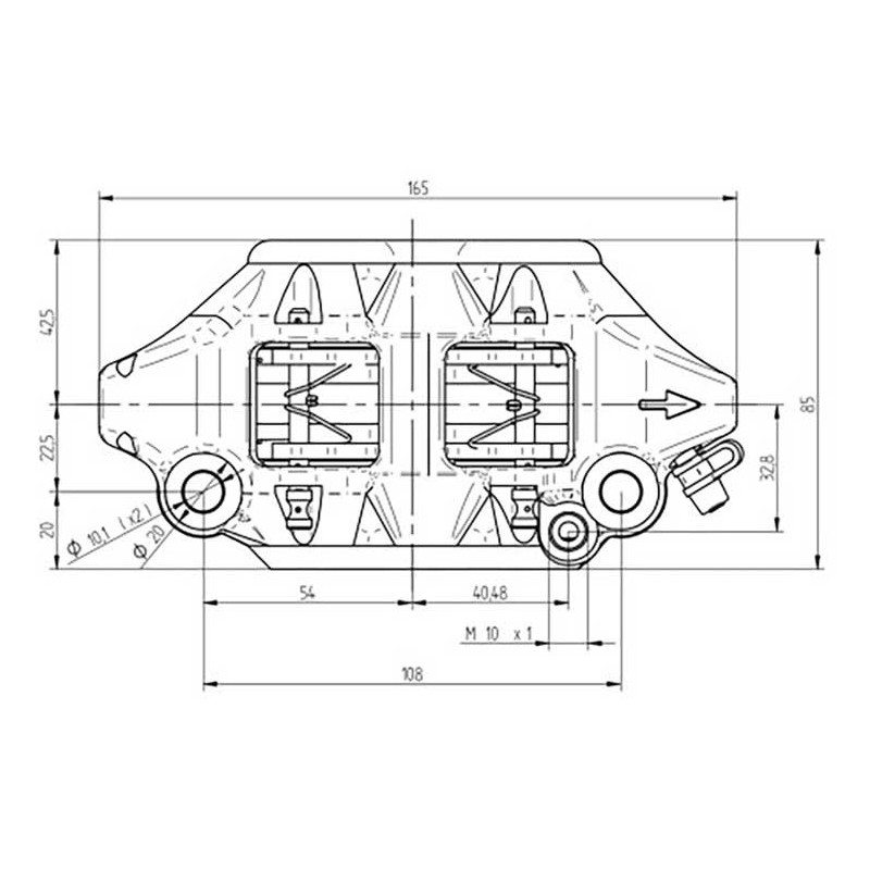 ETRIER MONOBLOC DROIT FORGE ENTRAXE 108