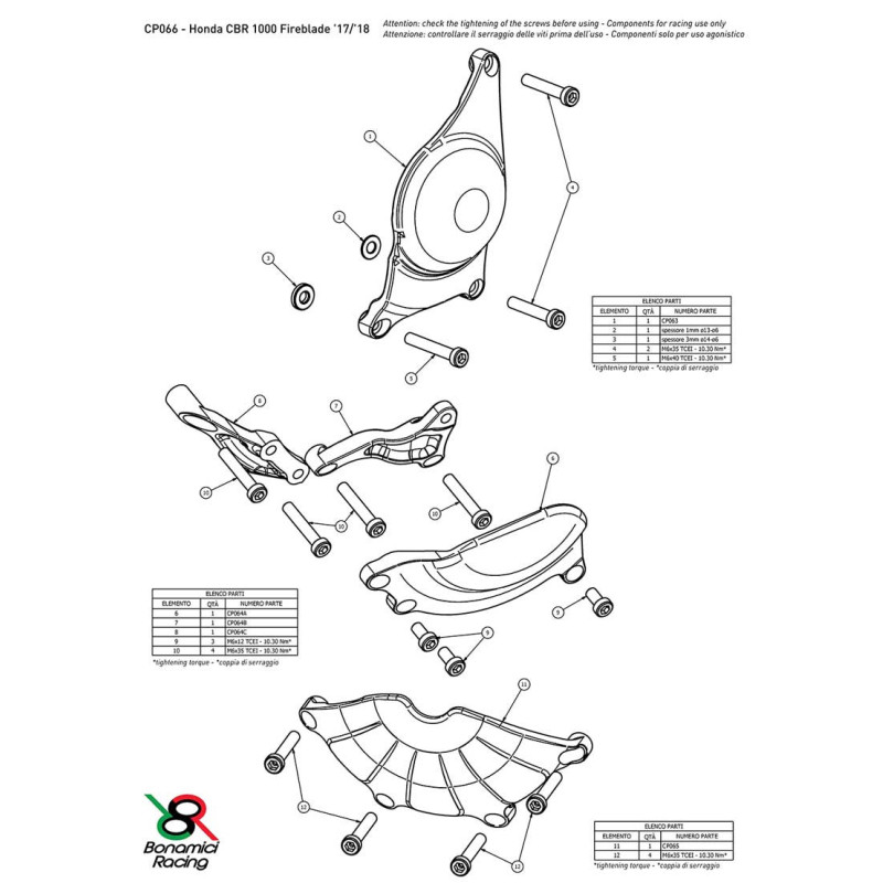 HONDA CBR 1000 KIT PROTECTION CARTER COTE GAUCHE ET DROIT ALU TAILLE MASSE BONAM
