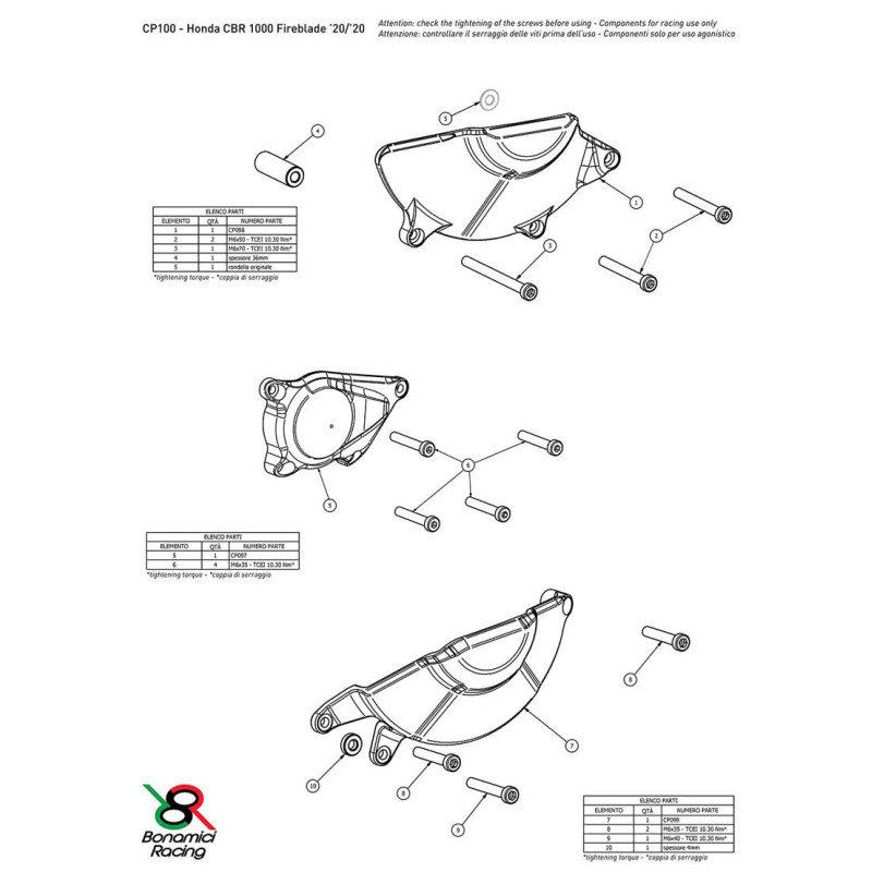 HONDA CBR 1000 KIT PROTECTION CARTER COTE GAUCHE ET DROIT ALU TAILLE MASSE BONAM