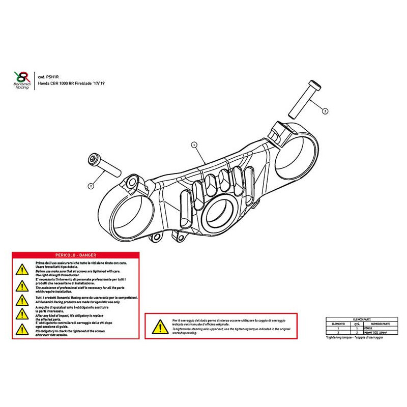 HONDA CBR 1000 RR TE DE FOURCHE SUPERIEUR RACE BONAMICI RACING