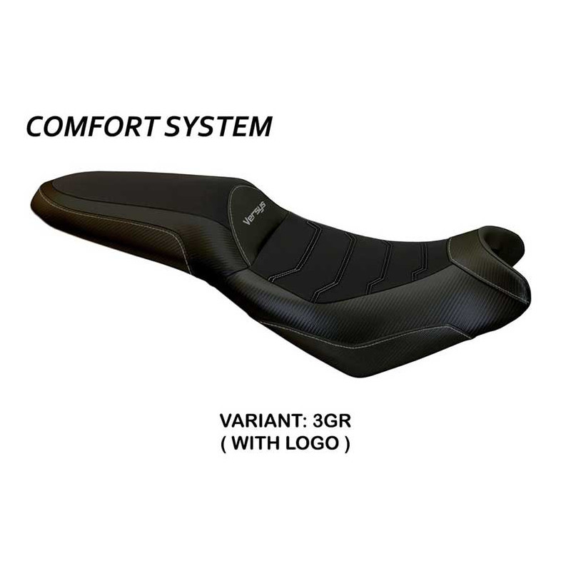 HOUSSE DE SELLE COMPATIBLE  KAWASAKI VERSYS 650 (07-22) MODÈLE ELBA TOTAL BLACK
