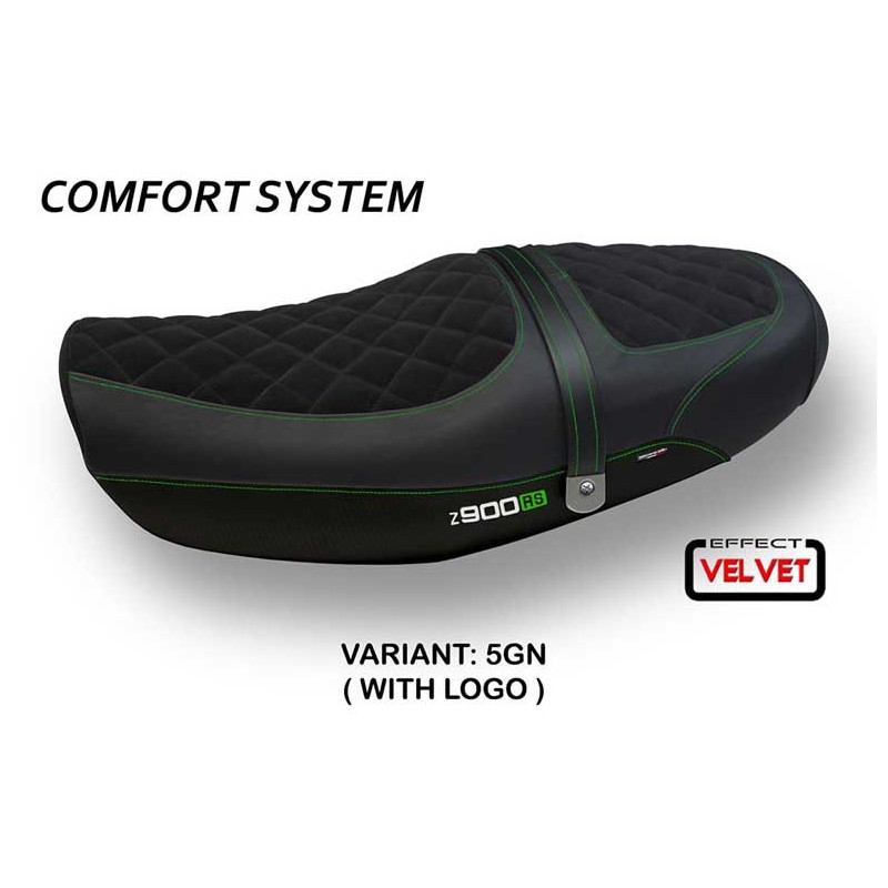 HOUSSE DE SELLE COMPATIBLE  KAWASAKI Z 900 RS (18-22) MODÈLE NATAL TOTAL BLACK V