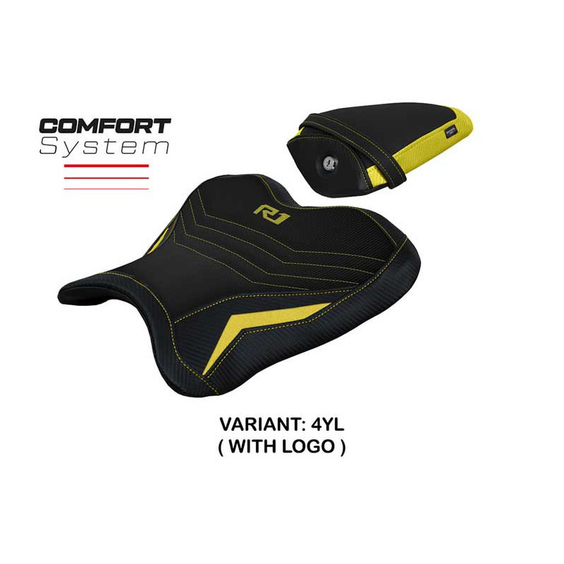 HOUSSE DE SELLE COMPATIBLE YAMAHA R1 (15-22) MODÈLE KAGRAN ULTRAGRIP, NOIR, AVEC