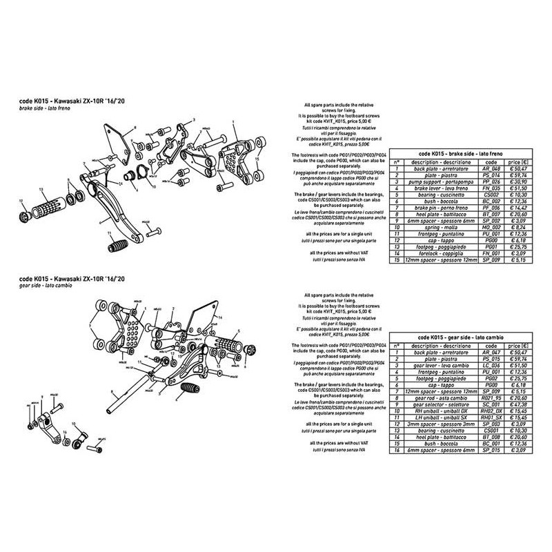 KAWASAKI ZX10R COMMANDES RECULEES VITESSES NORMALES