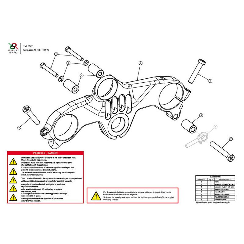 KAWASAKI ZX10R TE DE FOURCHE SUPERIEUR STREET BONAMICI RACING