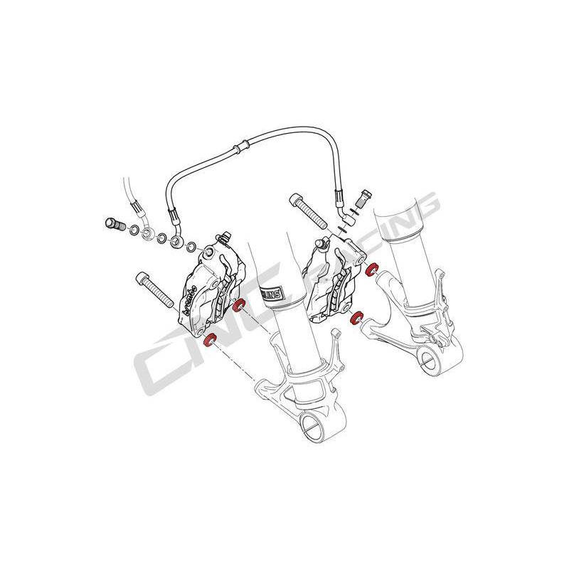 KIT DE 4 ENTRETOISES ETRIER DE FREIN CNC RACING KIT DE 4 ENTRETOISES ETRIER DE FREIN CNC RACING