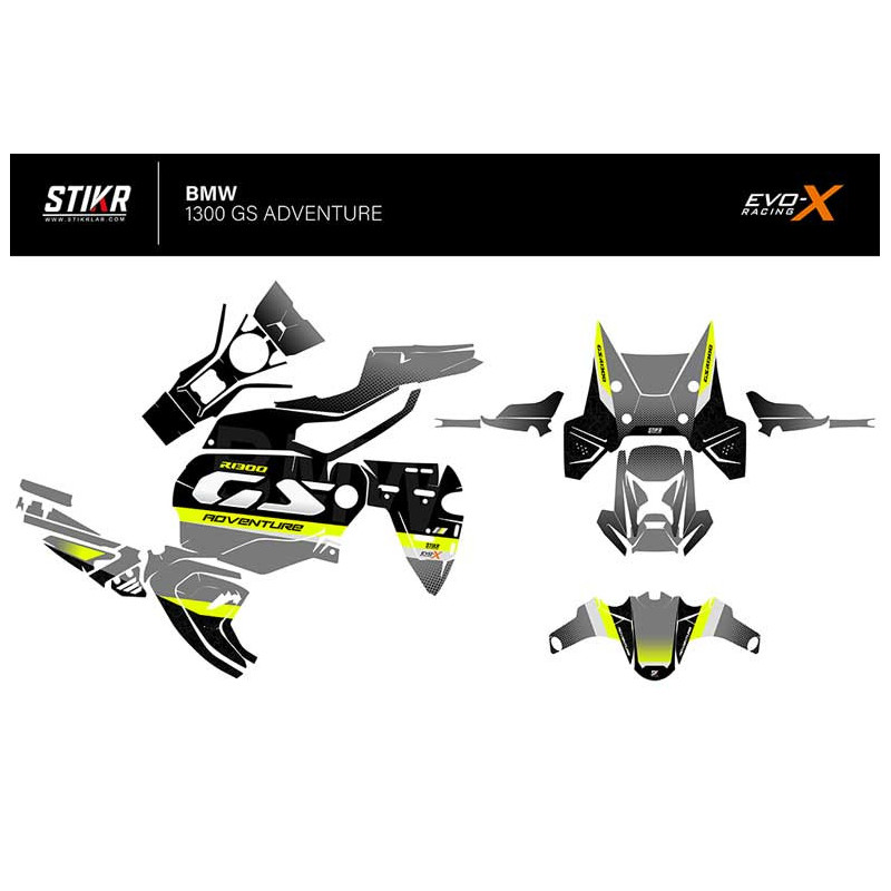 KIT DECO BMW 1300 GS ADVENTURE MODELE V1 GRIS JAUNE