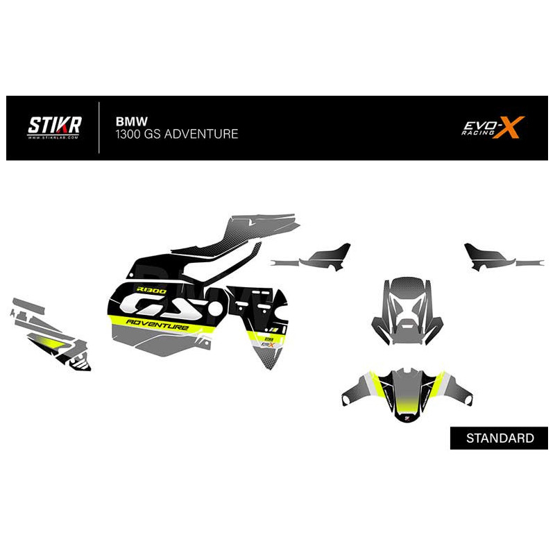 KIT DECO BMW 1300 GS ADVENTURE MODELE V1 GRIS JAUNE