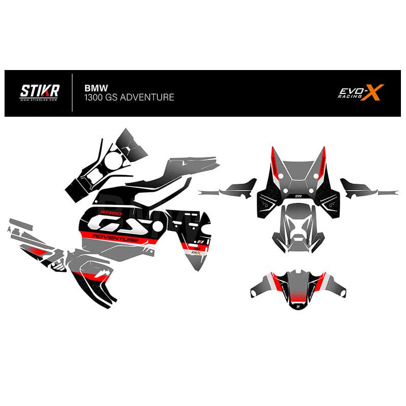 KIT DECO BMW 1300 GS ADVENTURE MODELE V1 GRIS ROUGE