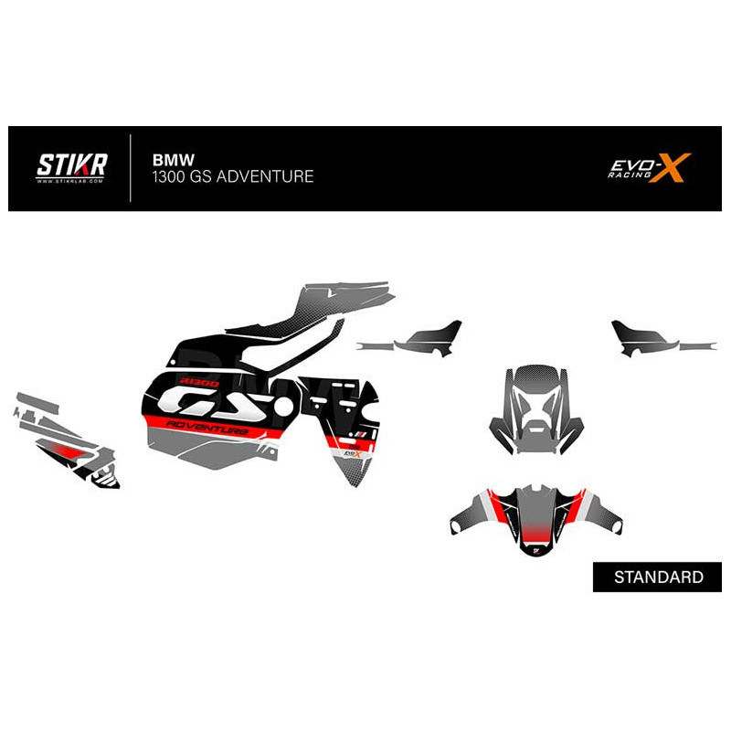 KIT DECO BMW 1300 GS ADVENTURE MODELE V1 GRIS ROUGE